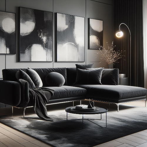 black sectional sofa